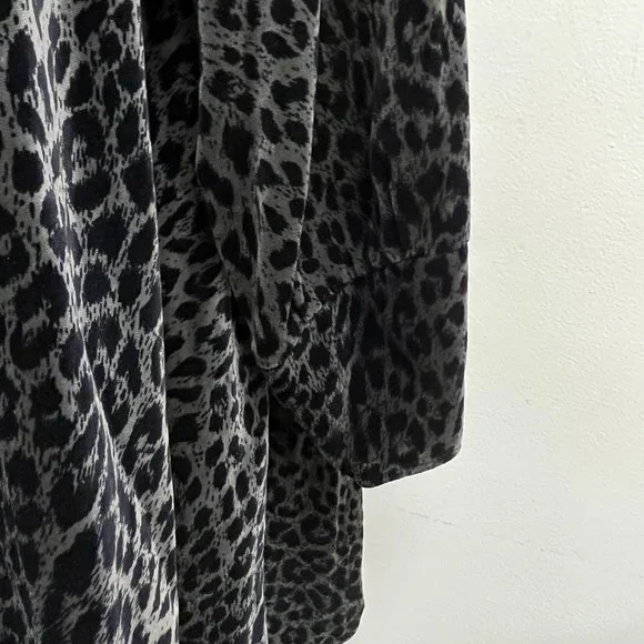 J L deBall black leopard velvet raincoat swing jacket water resistant m l 80s